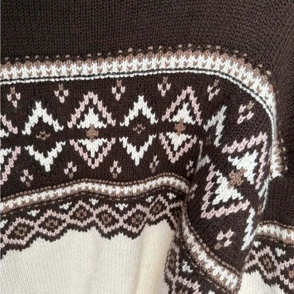 American Eagle Outfitters Brown and Cream Fair Isle Crew Neck Sweater - Picture 5 of 8